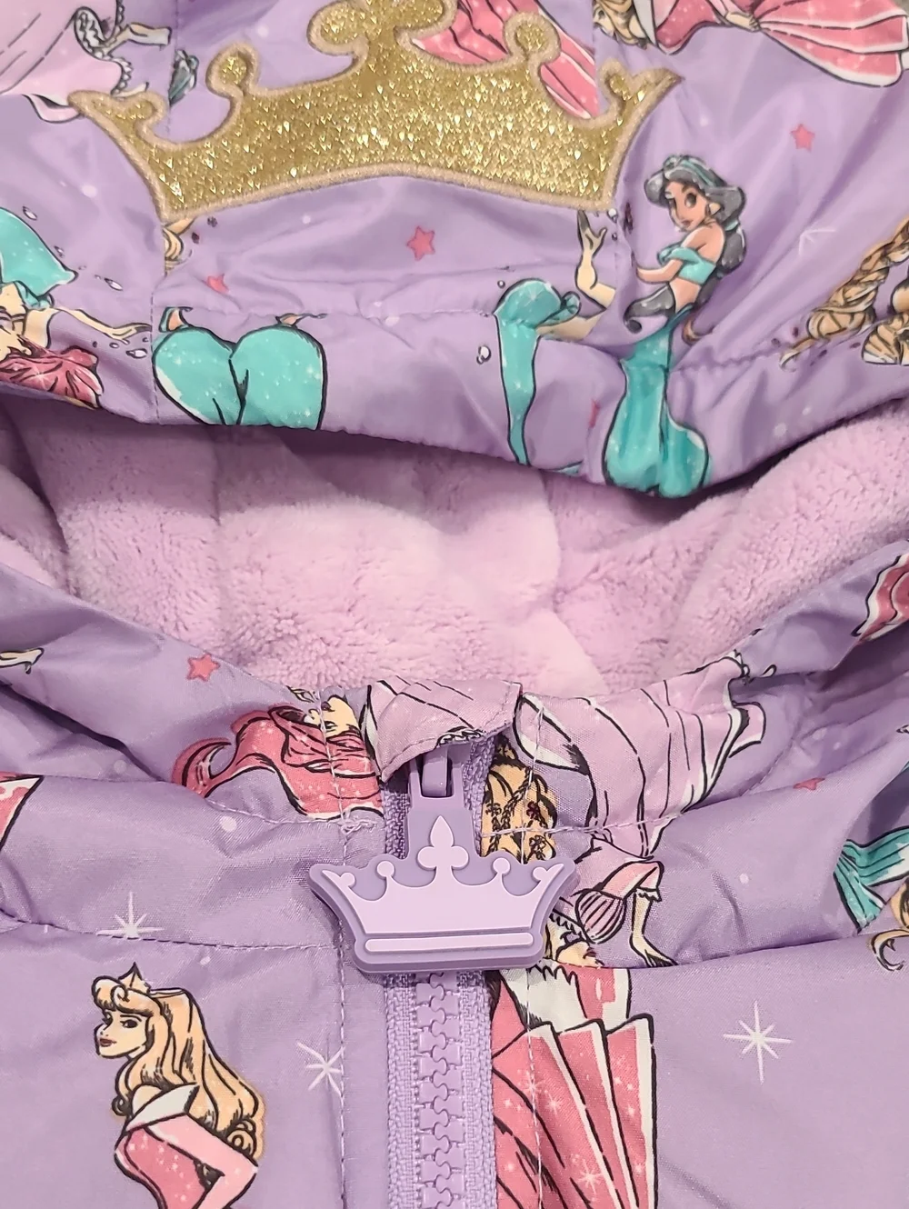 Disney Toddler Girls' Purple Princess Print Puffer Jacket